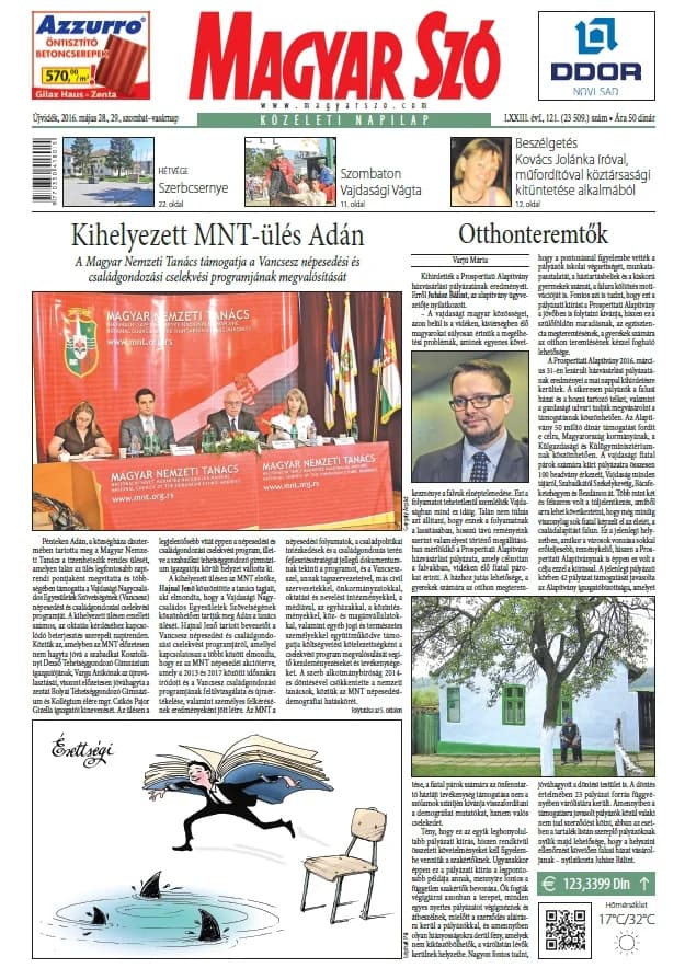 Magyar Szó, 73. évf. 2016. május 28. – 29. 121. sz. 1–44. oldal