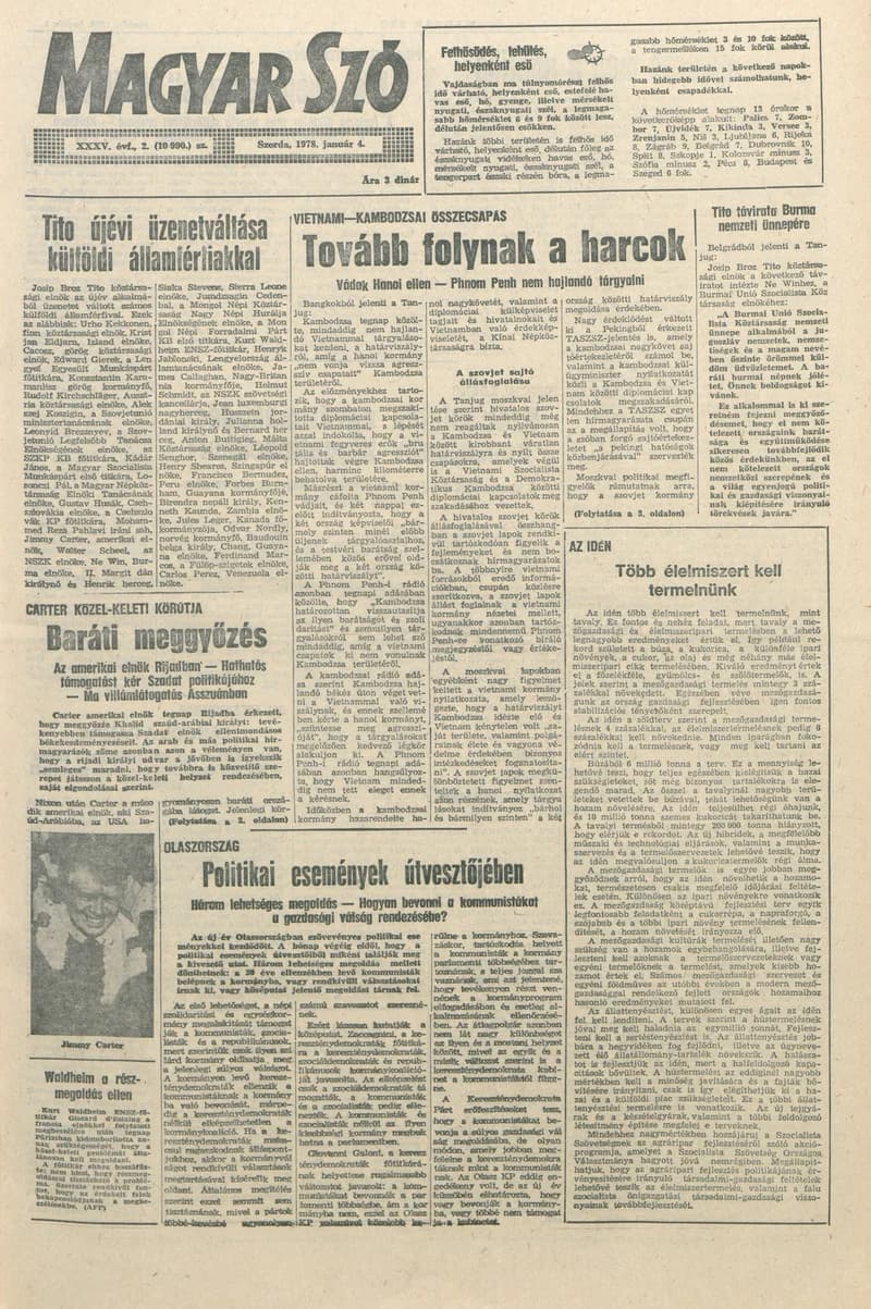 Magyar Szó, 35. évf. 1978. január 4. 2. sz. 1–16. oldal