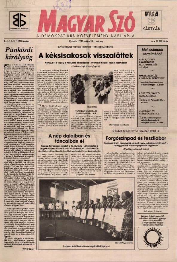 Magyar Szó, 50. évf. 1993. május 30. 143. sz. 1–24. oldal