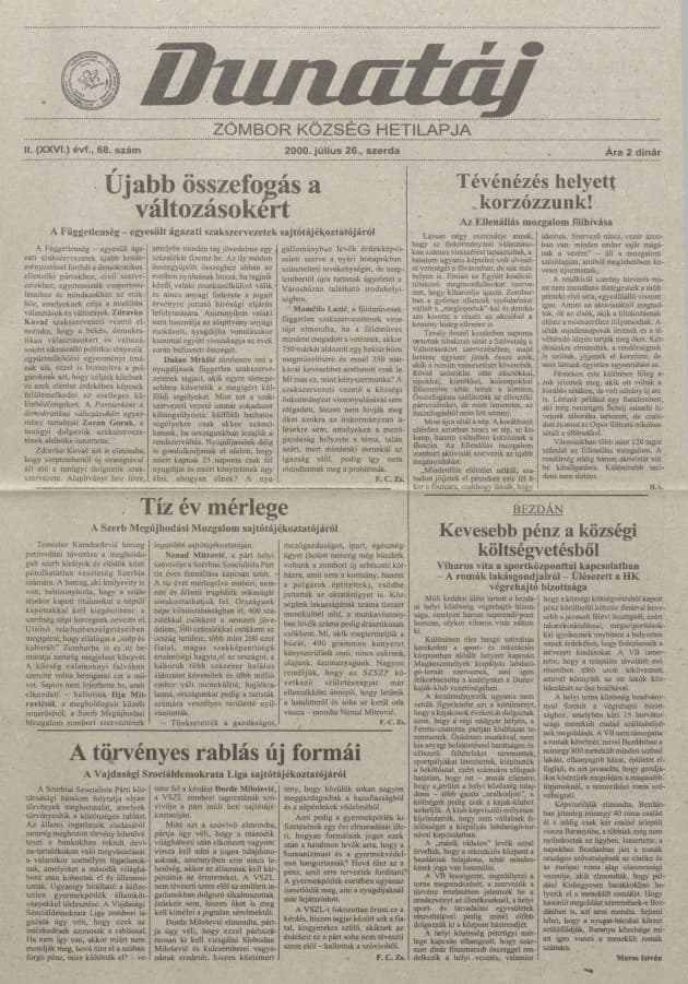 Dunatáj, 2. évf. 2000. július 26. 68. sz.