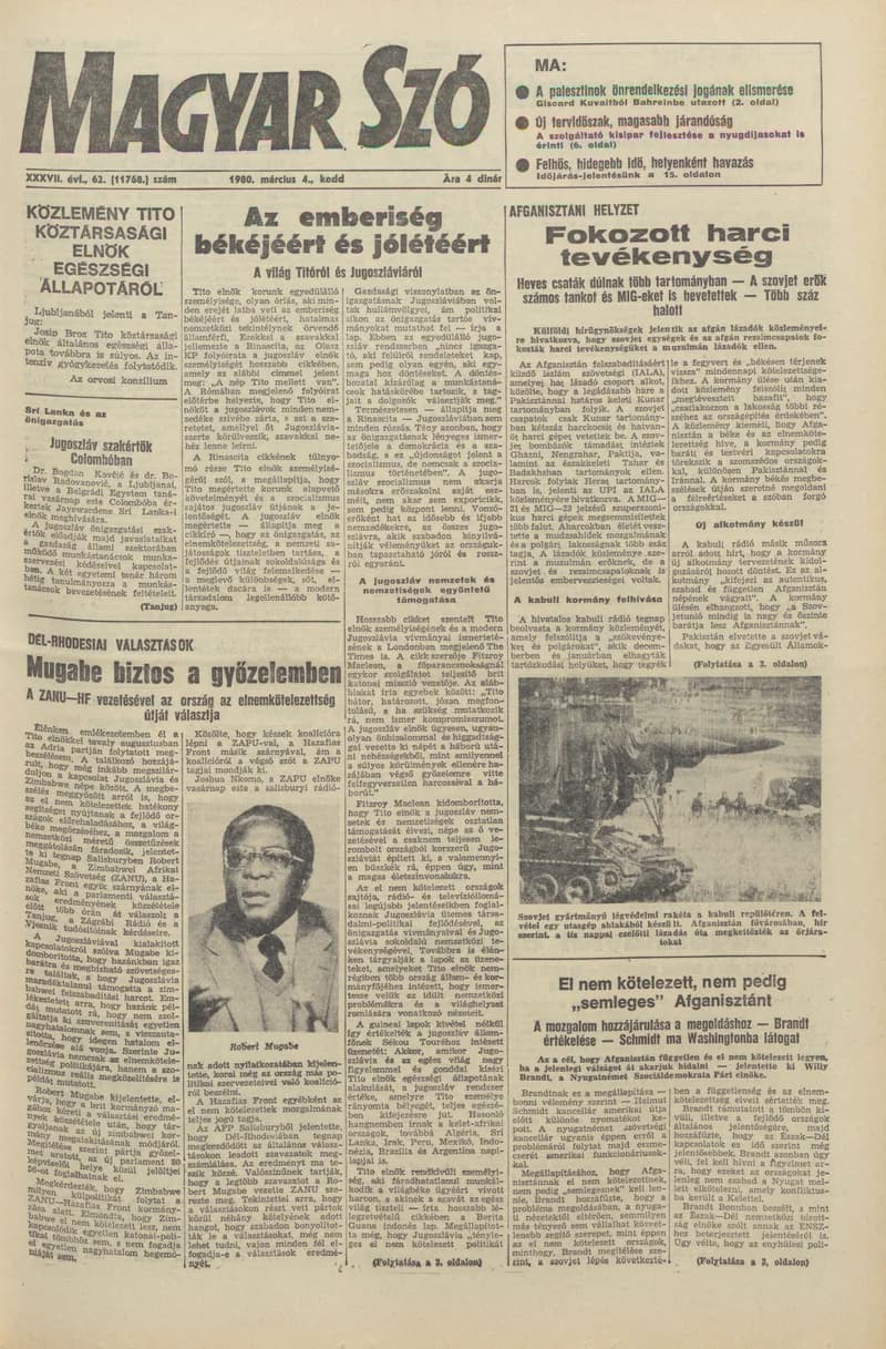 Magyar Szó, 37. évf. 1980. március 4. 62. sz. 1–20. oldal