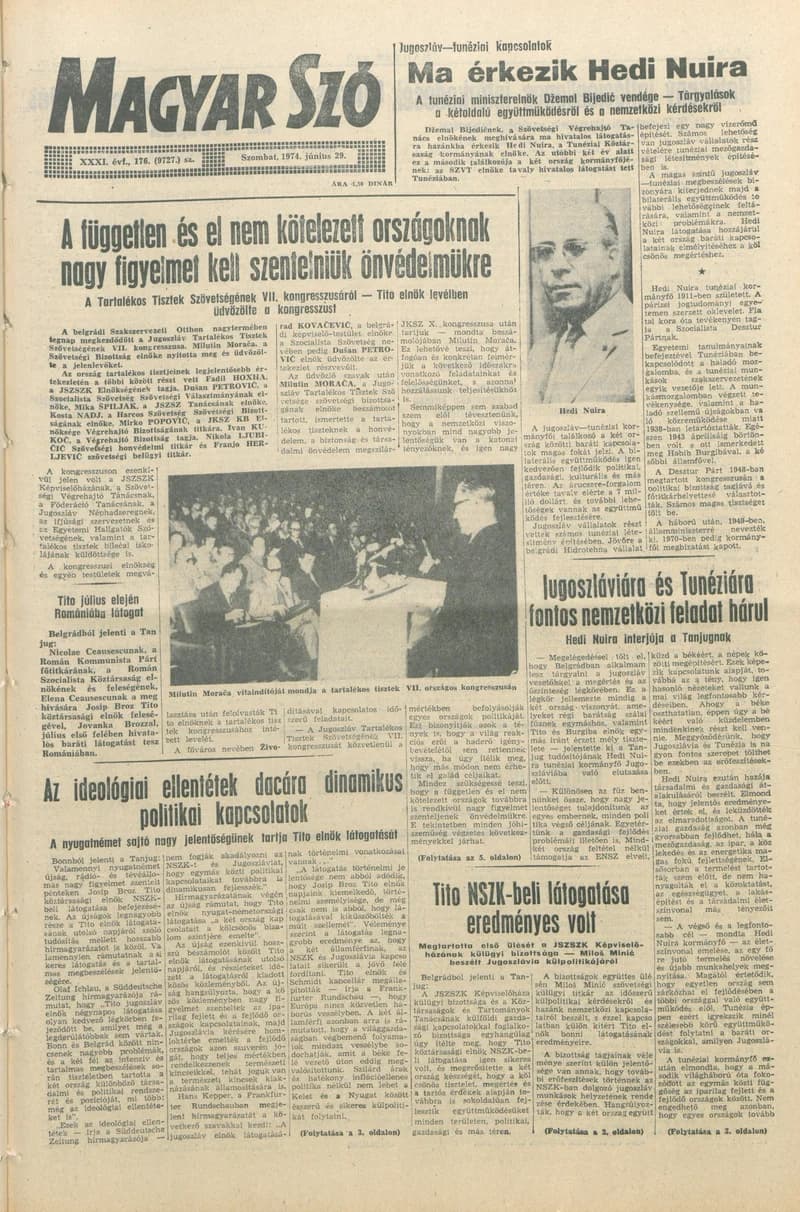 Magyar Szó, 31. évf. 1974. június 29. 176. sz. 1–20. oldal