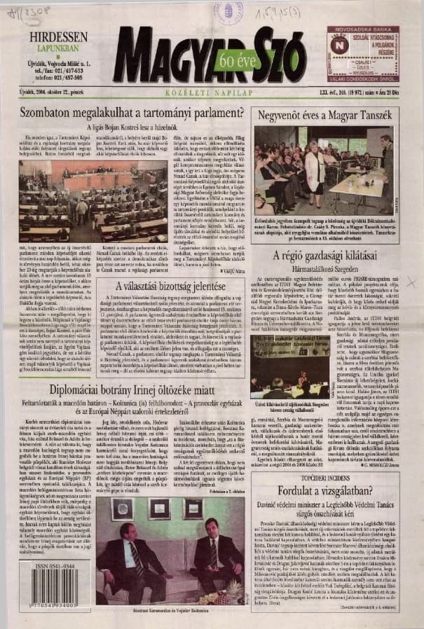 Magyar Szó, 61. évf. 2004. október 22. 249. sz. 1–20. oldal