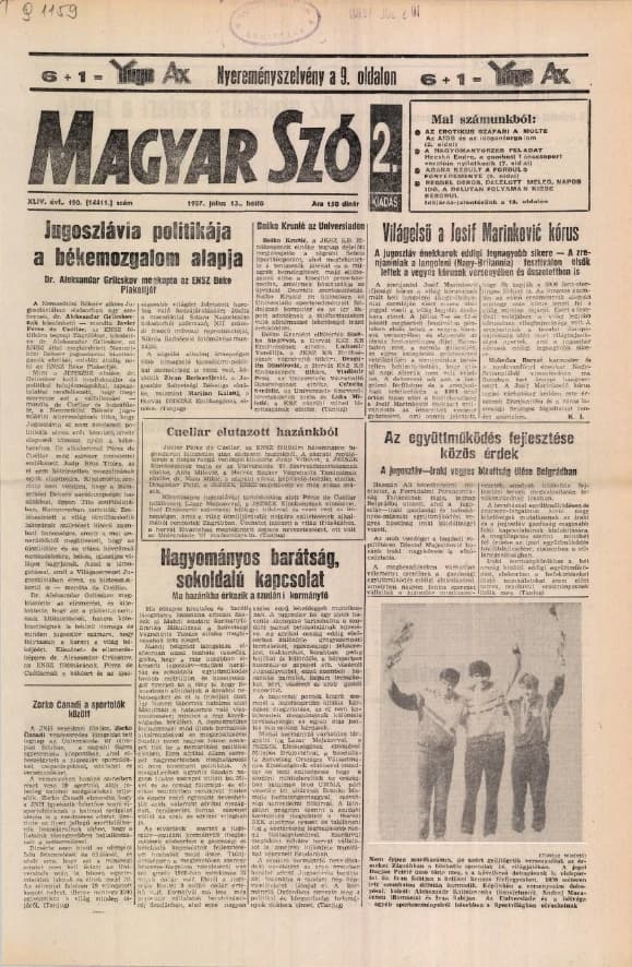Magyar Szó, 44. évf. 1987. július 13. 190. sz. 1–20. oldal