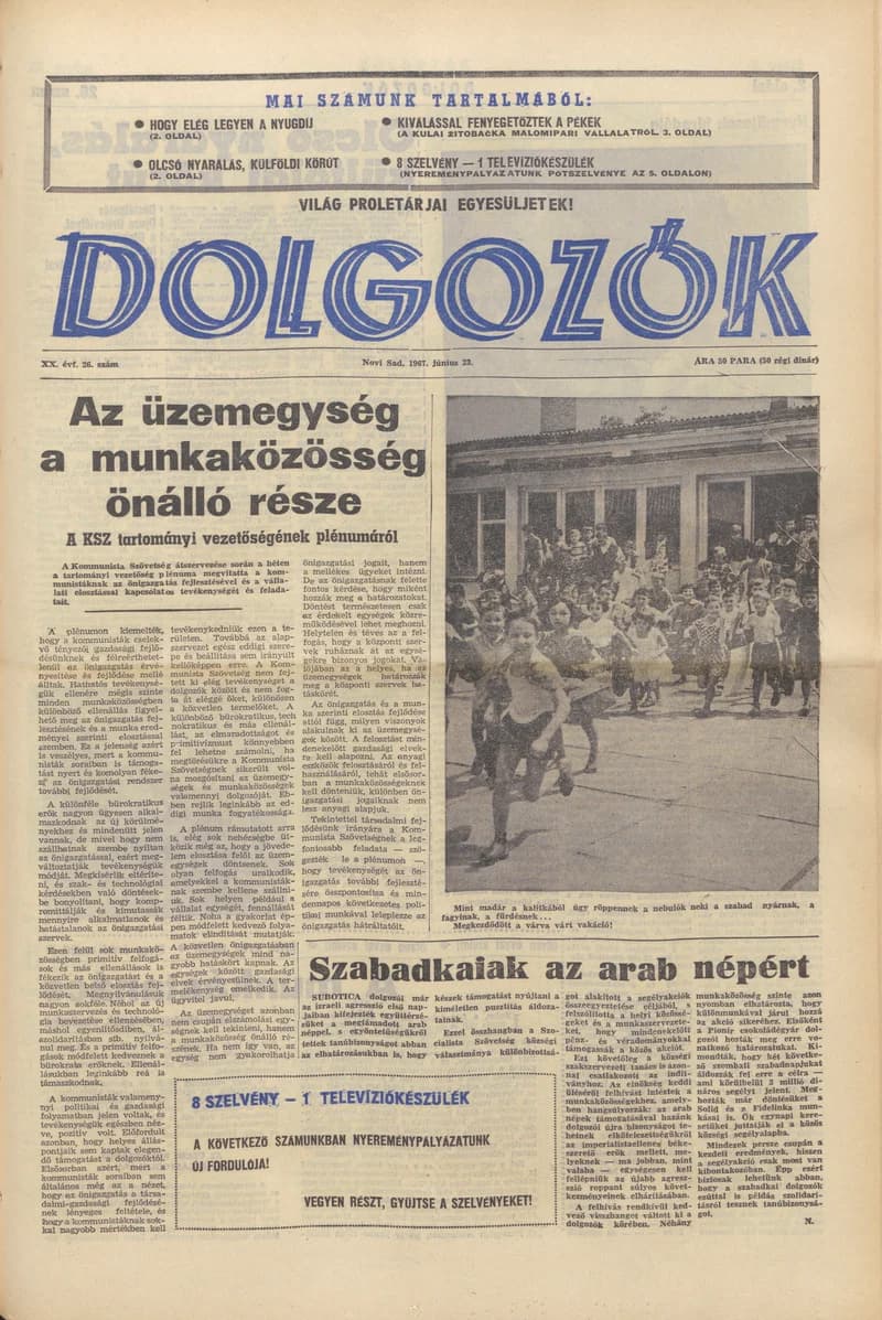 Dolgozók, 21. évf. 1967. június 23. 26. sz.