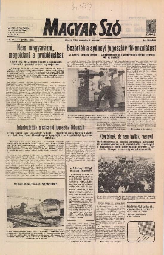 Magyar Szó, 45. évf. 1988. december 3. 332. sz.