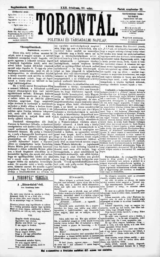 Torontál, 22. évf. 1893. szeptember 22. 217. sz.