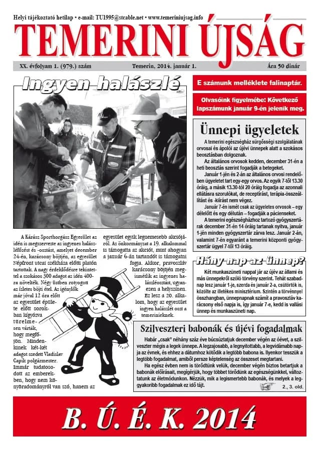 Temerini Újság, 20. évf. 2014. január 1. 1. sz.