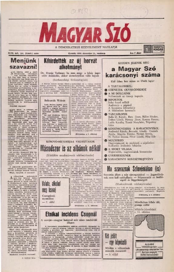 Magyar Szó, 47. évf. 1990. december 23. 351. sz. 1–28. oldal