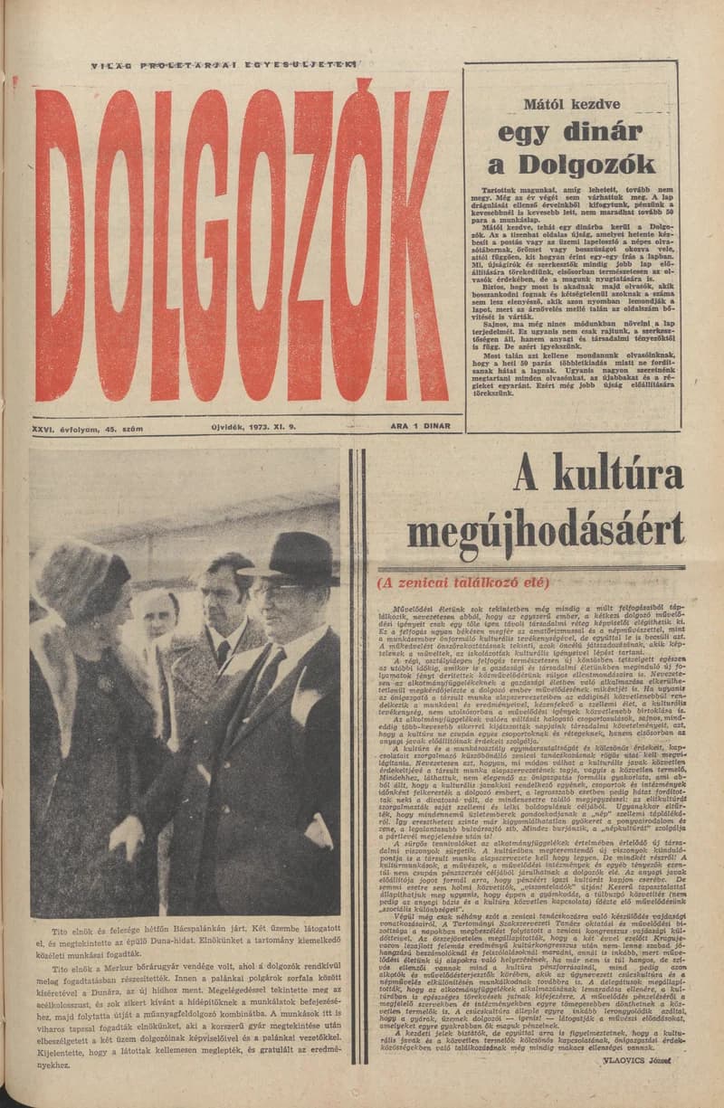 Dolgozók, 27. évf. 1973. november 9. 45. sz.