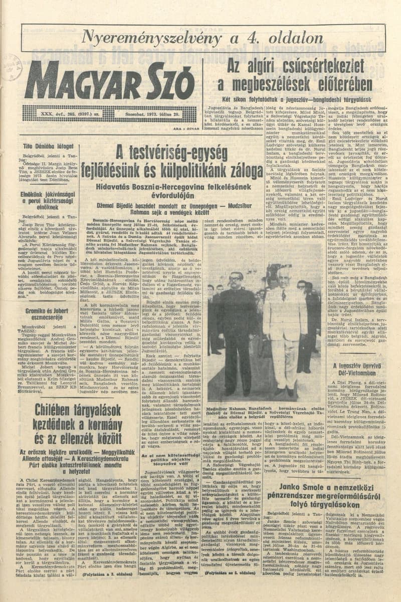 Magyar Szó, 30. évf. 1973. július 28. 205. sz. 1–16. oldal
