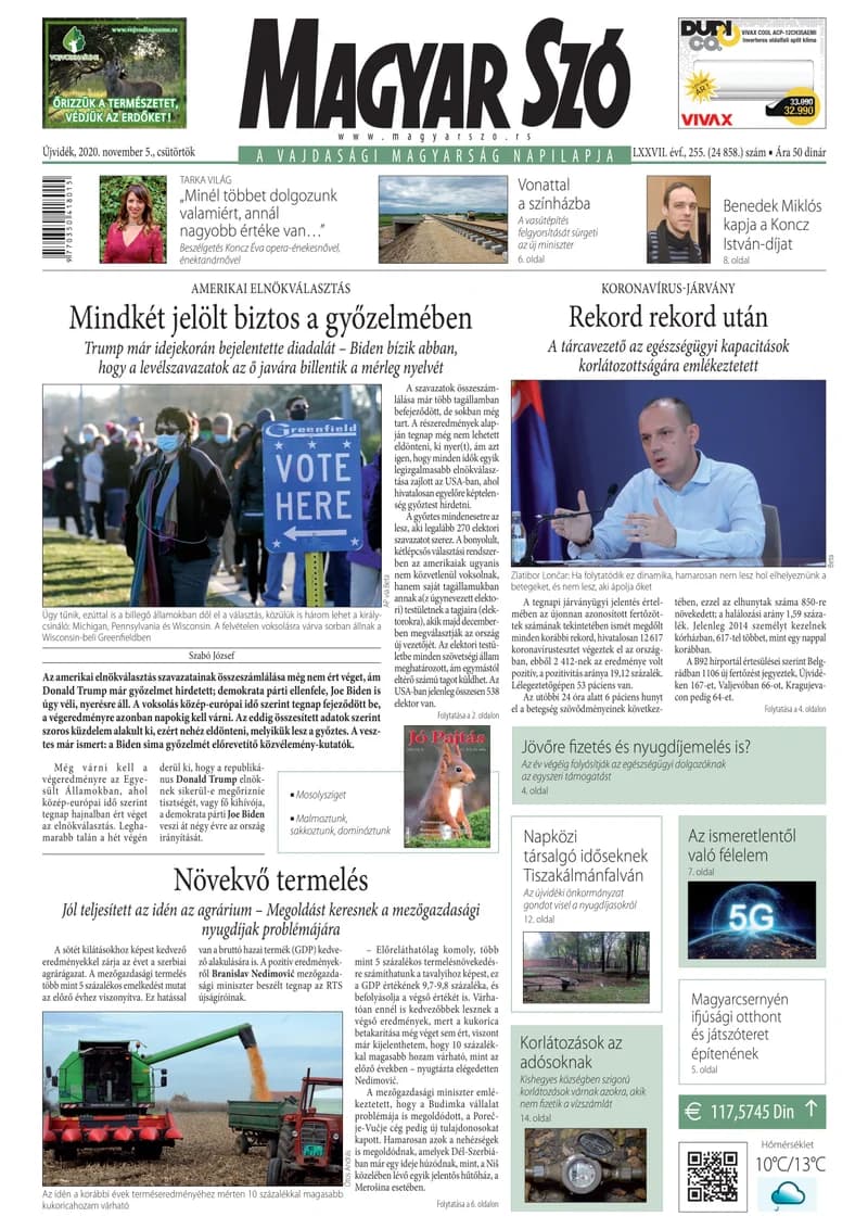 Magyar Szó, 77. évf. 2020. november 5. 255. sz. 1–20. oldal