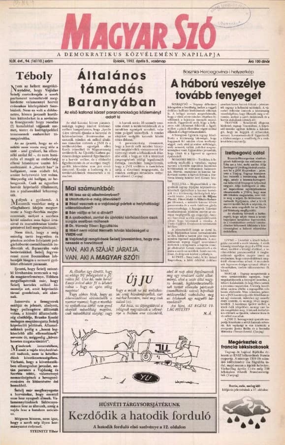 Magyar Szó, 49. évf. 1992. április 5. 94. sz. 1–32. oldal