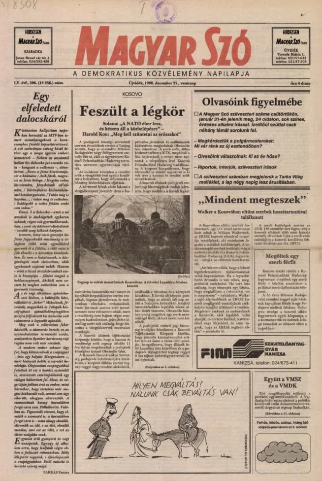 Magyar Szó, 55. évf. 1998. december 27. 306. sz. 1–24. oldal