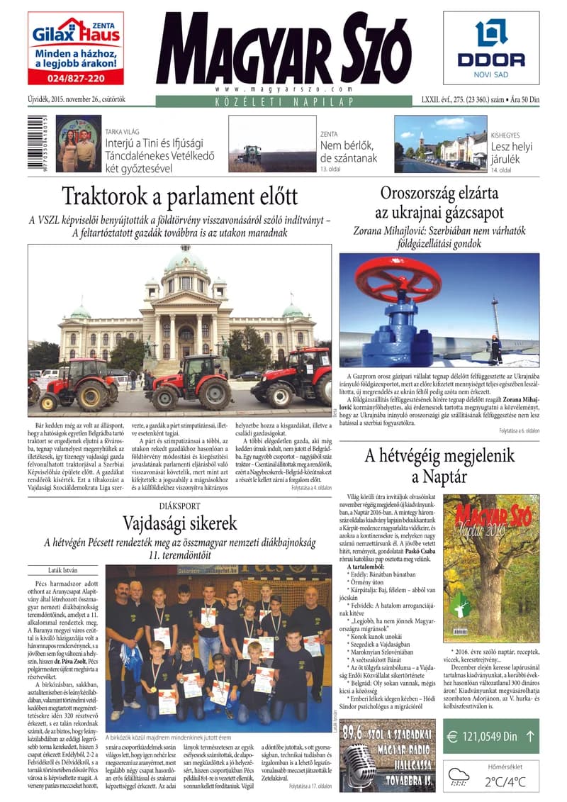 Magyar Szó, 72. évf. 2015. november 26. 275. sz. 1–20. oldal
