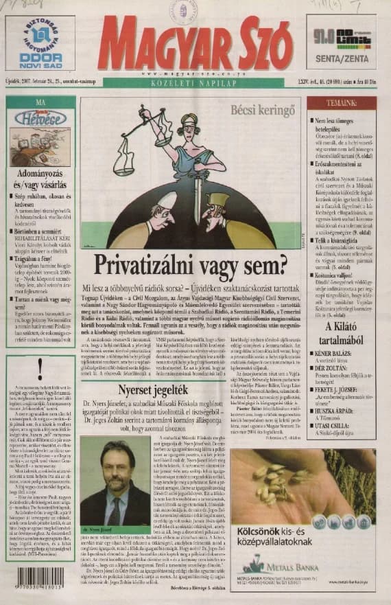 Magyar Szó, 64. évf. 2007. február 24. – 25. 46. sz. 1–12. oldal