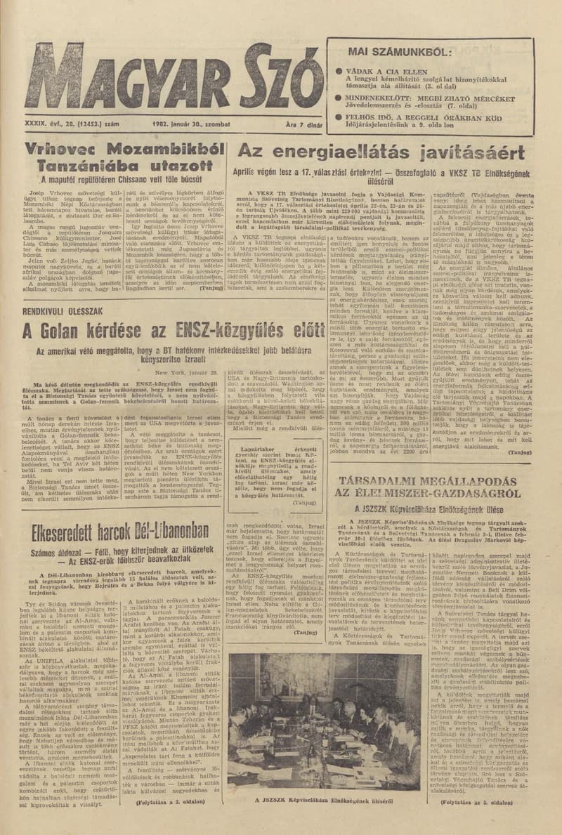 Magyar Szó, 39. évf. 1982. január 30. 28. sz. 1–20. oldal