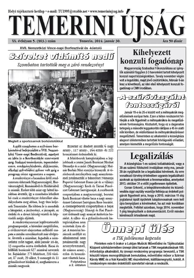 Temerini Újság, 20. évf. 2014. január 30. 5. sz.