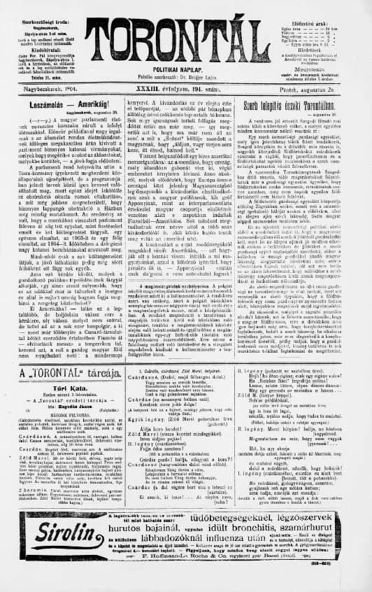 Torontál, 33. évf. 1904. augusztus 26. 194. sz.