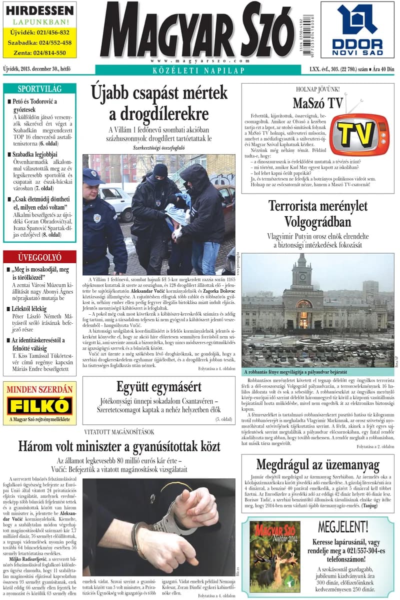 Magyar Szó, 70. évf. 2013. december 30. 303. sz. 1–16. oldal