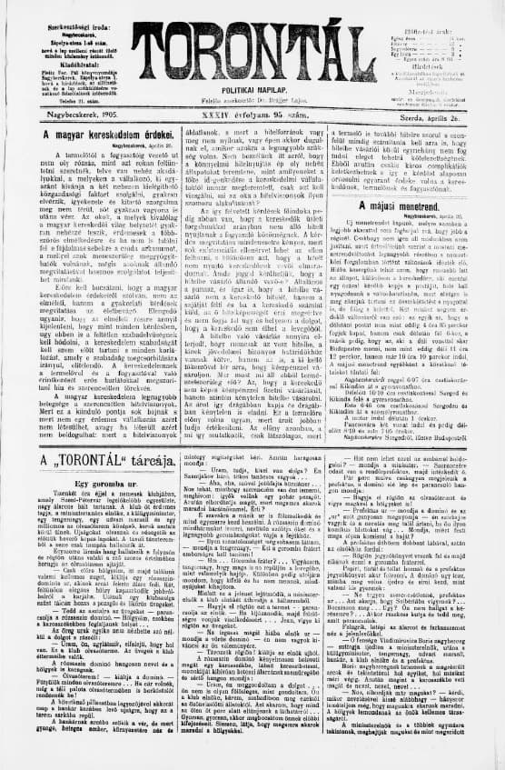 Torontál, 34. évf. 1905. április 26. 95. sz.