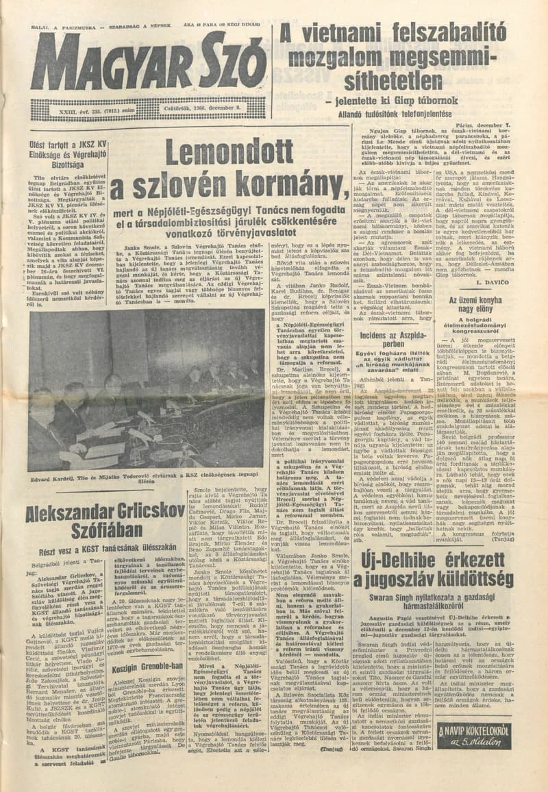Magyar Szó, 23. évf. 1966. december 8. 335. sz.