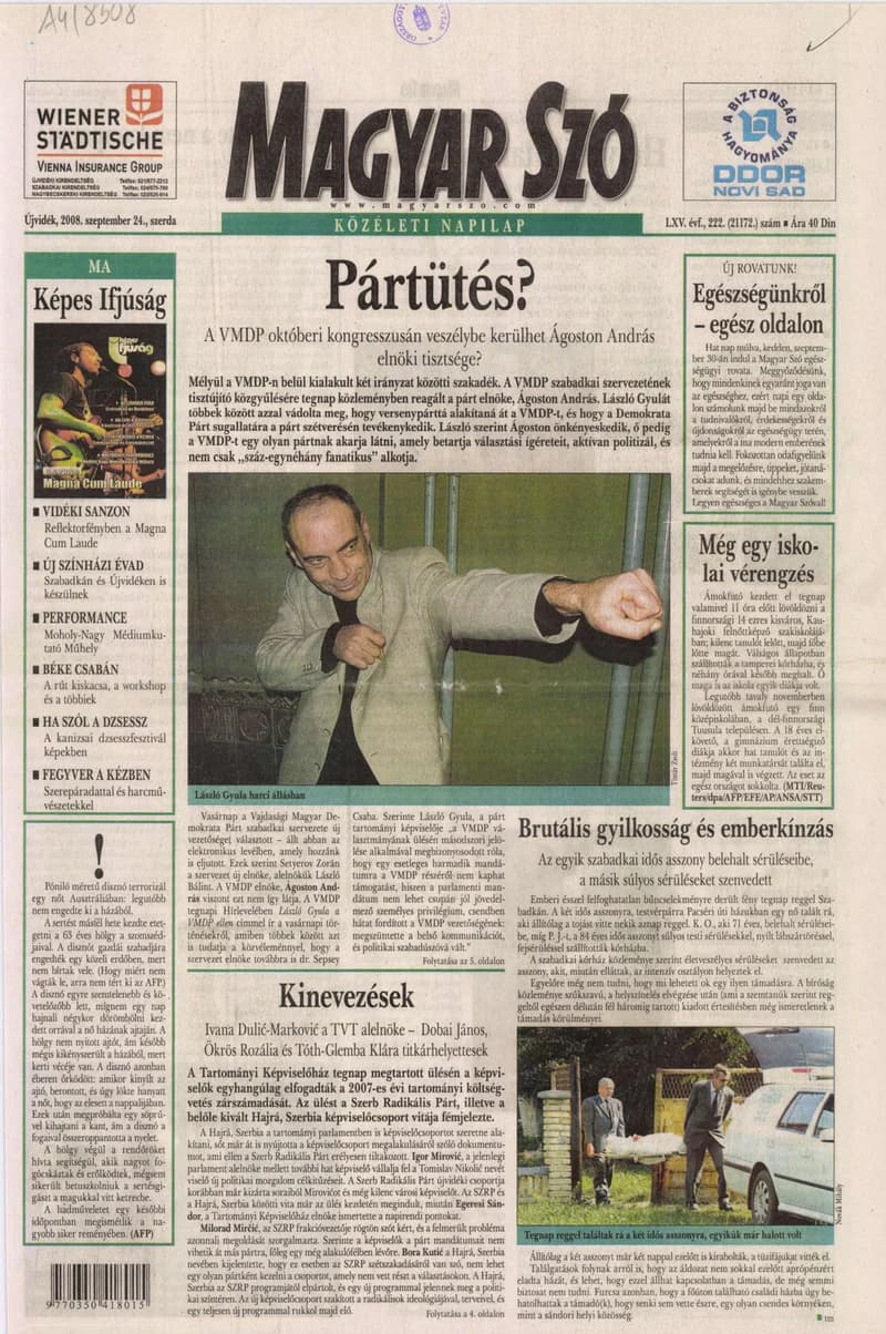 Magyar Szó, 65. évf. 2008. szeptember 24. 222. sz. 1–20. oldal