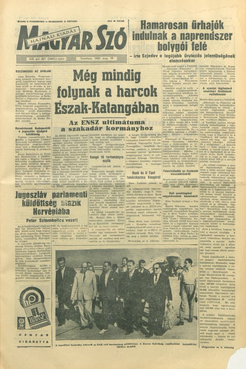 Magyar Szó, 19. évf. 1962. augusztus 18. 227. sz. 1–12. oldal