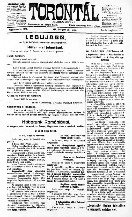 Torontál, 45. évf. 1916. szeptember 6. 204. sz.