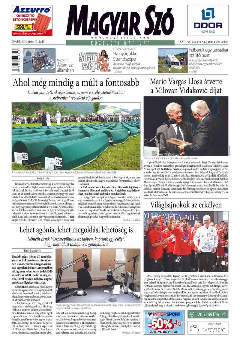 Magyar Szó, 72. évf. 2015. június 23. 141. sz. 1–20. oldal