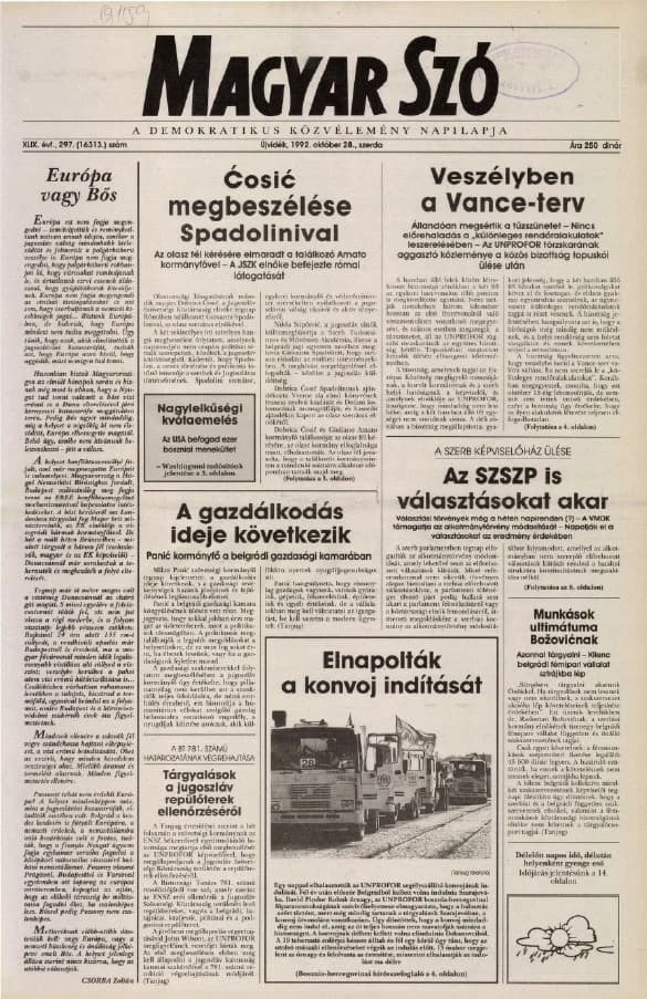 Magyar Szó, 49. évf. 1992. október 28. 297. sz. 1–16. oldal