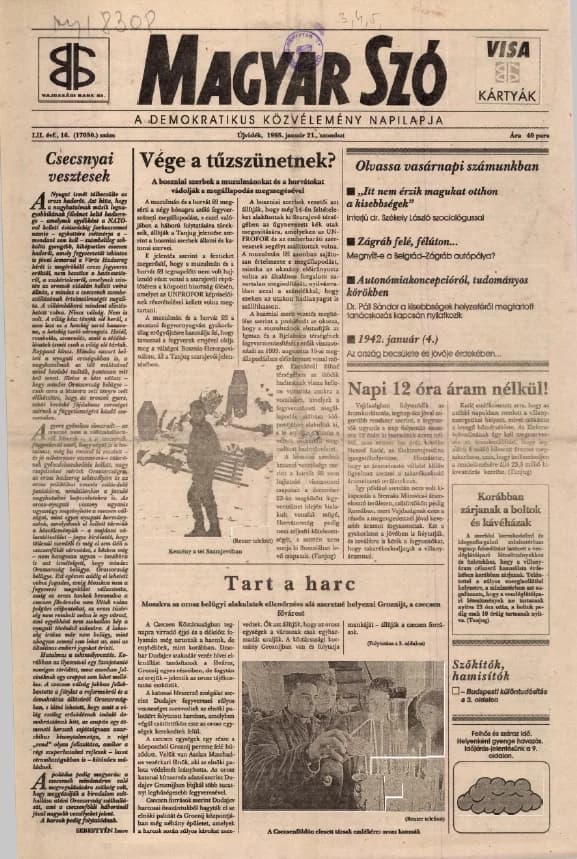 Magyar Szó, 52. évf. 1995. január 21. 16. sz. 1–16. oldal