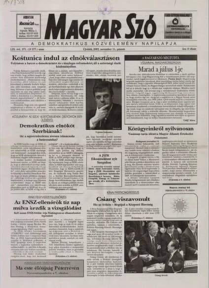 Magyar Szó, 59. évf. 2002. november 15. 271. sz. 1–16. oldal