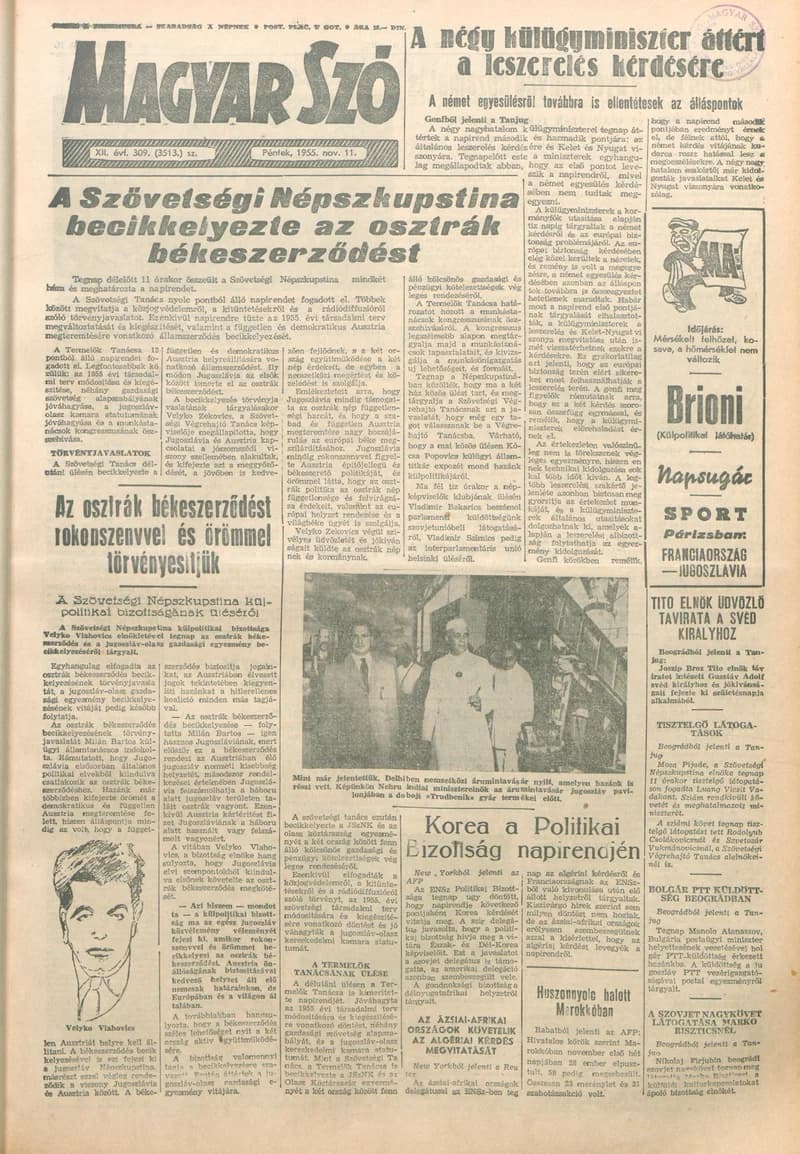 Magyar Szó, 12. évf. 1955. november 11. 309. sz. 1–8. oldal