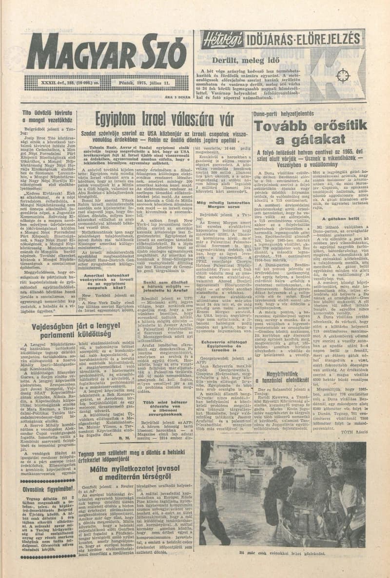 Magyar Szó, 32. évf. 1975. július 11. 188. sz.