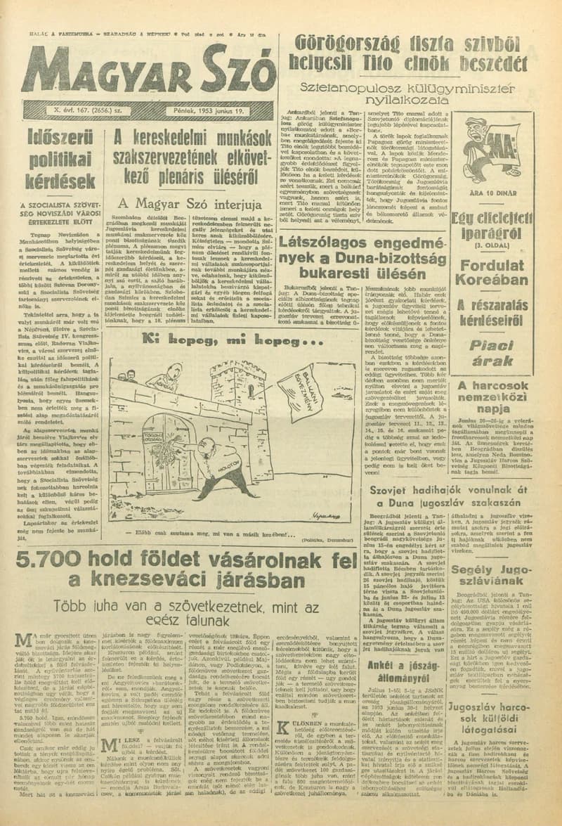 Magyar Szó, 10. évf. 1953. június 19. 167. sz. 1–10. oldal