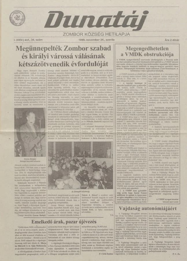 Dunatáj, 1. évf. 1999. november 24. 34. sz.