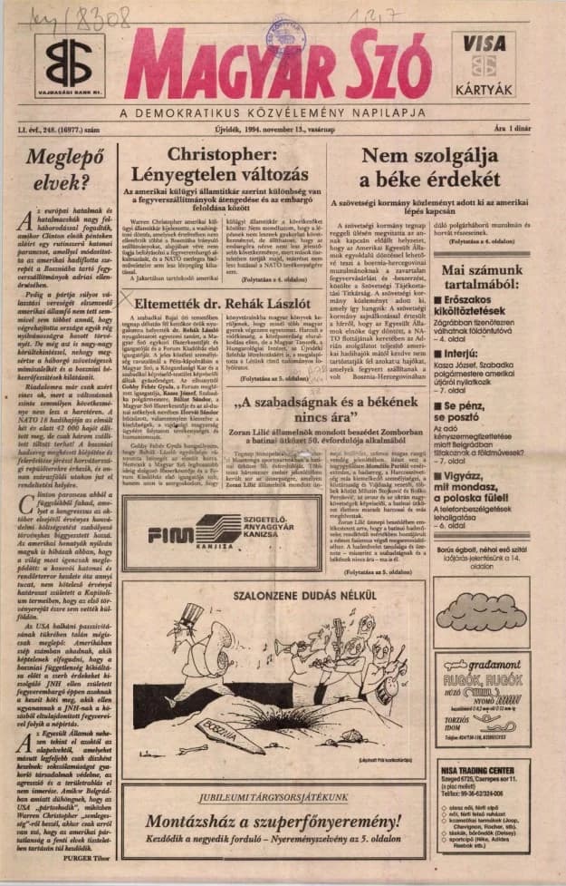 Magyar Szó, 51. évf. 1994. november 13. 248. sz.