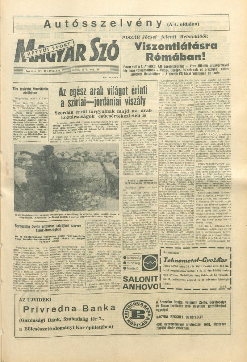 Magyar Szó, 28. évf. 1971. augusztus 16. 224. sz. 1–14. oldal