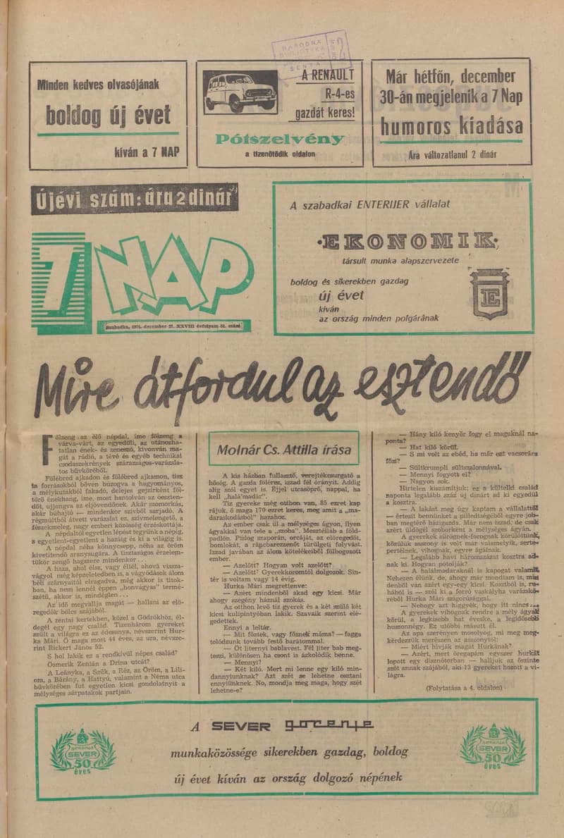 7 Nap, 29. évf. 1974. december 27. 52. sz. 1–48. oldal