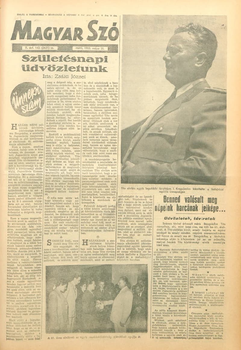 Magyar Szó, 10. évf. 1953. május 25. 142. sz. 1–8. oldal
