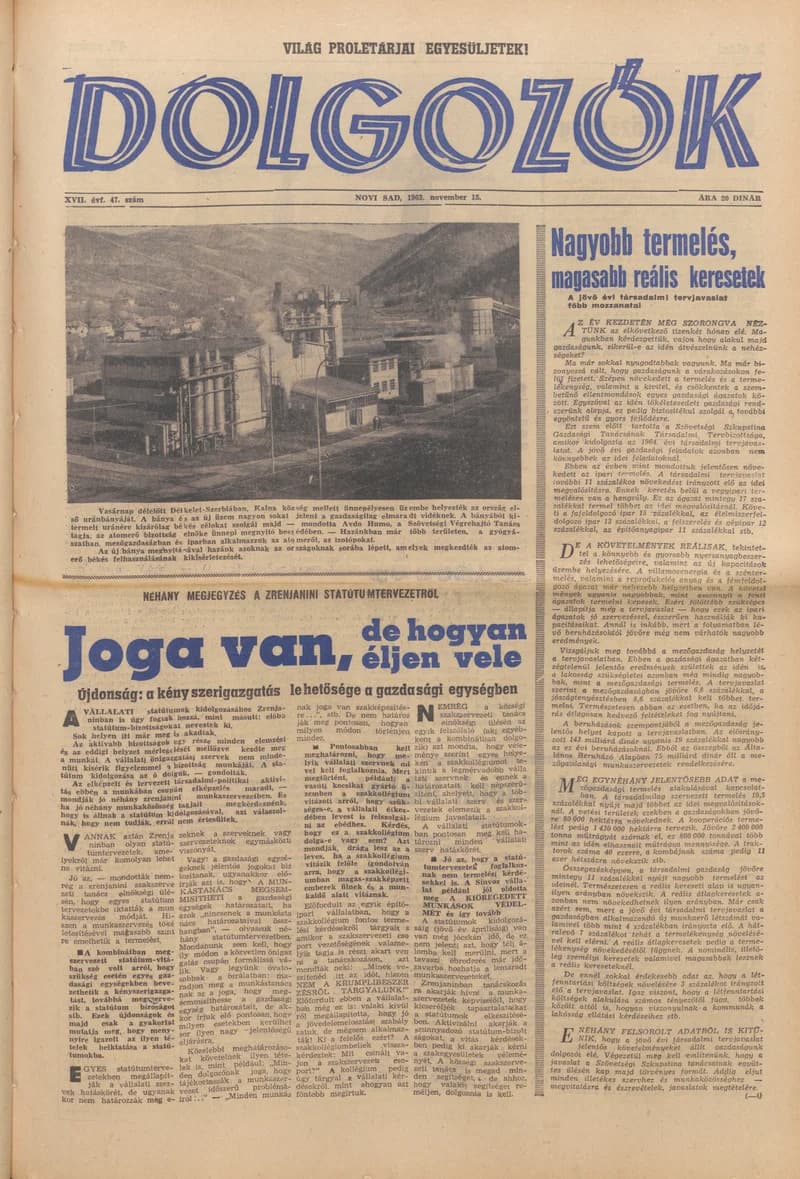 Dolgozók, 17. évf. 1963. november 15. 47. sz.