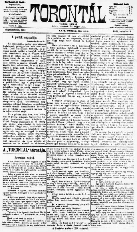 Torontál, 26. évf. 1897. november 8. 255. sz.