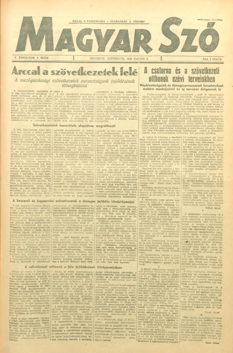Magyar Szó, 5. évf. 1948. január 8. 6. sz. 1–6. oldal