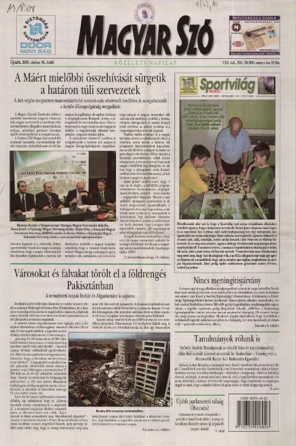 Magyar Szó, 62. évf. 2005. október 10. 238. sz. 1–12. oldal