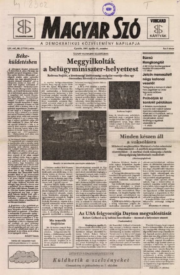 Magyar Szó, 54. évf. 1997. április 12. 86. sz. 1–16. oldal