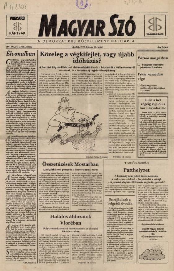 Magyar Szó, 54. évf. 1997. február 11. 34. sz. 1–16. oldal