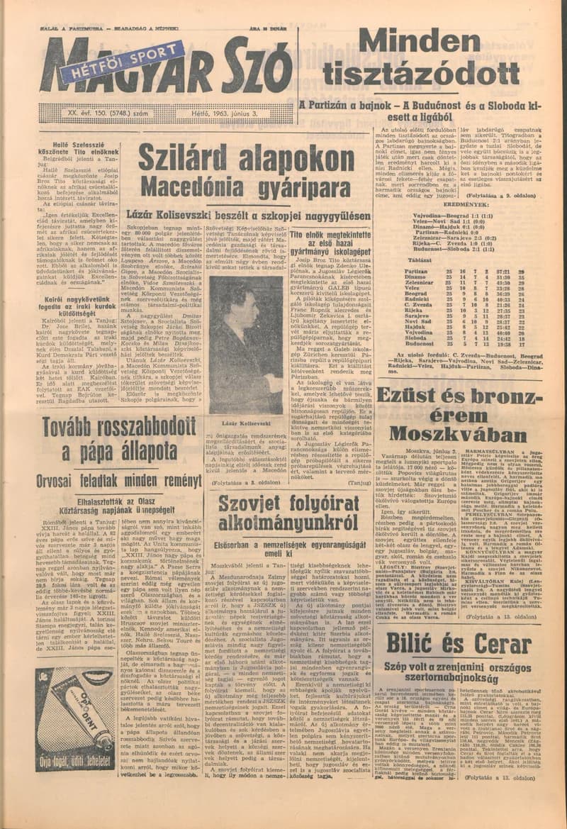 Magyar Szó, 20. évf. 1963. június 3. 150. sz. 1–16. oldal