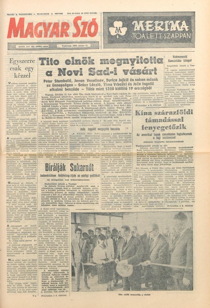 Magyar Szó, 23. évf. 1966. május 15. 204. sz.