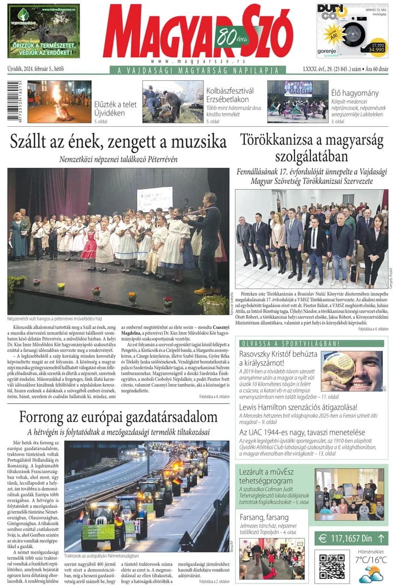 Magyar Szó, 81. évf. 2024. február 5. 29. sz. 1–16. oldal